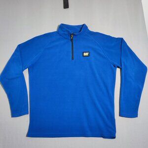 CAT 1/4 zip up fleece sweater men's size L blue long sleeve